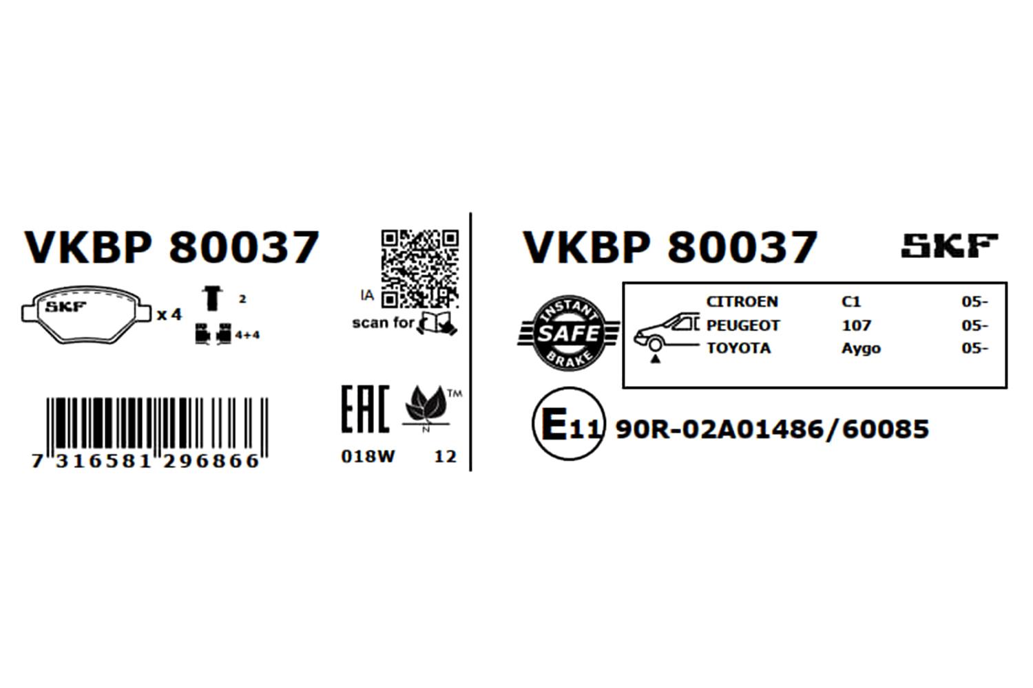 SKF VKBP 80037 set placute...